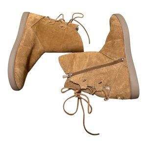 Koolaburra by UGG Suede Tie Back Mini Boots Shazi Tan- Size 8